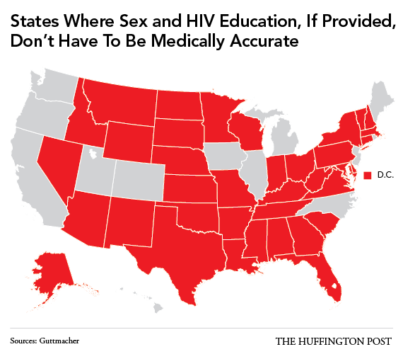 37 states have yet to pass legislation mandating that sex and HIV education be medically accurate. ( source )