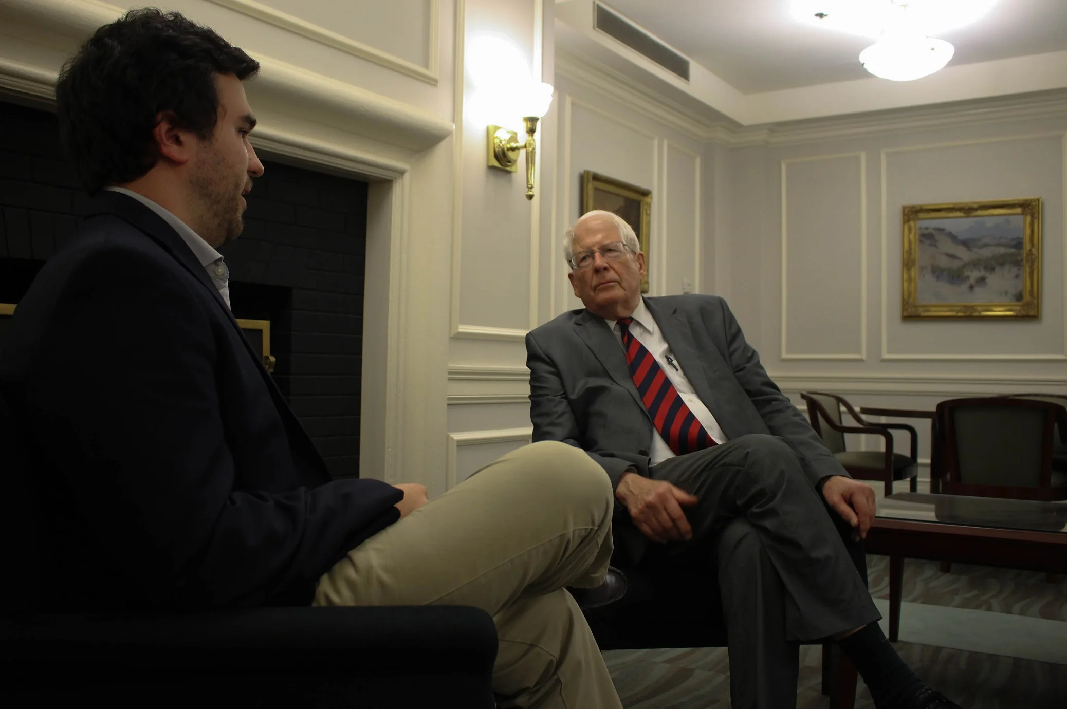 Local Editor Payne Lubbers with US Representative David Price (Image: Blythe Gulley)