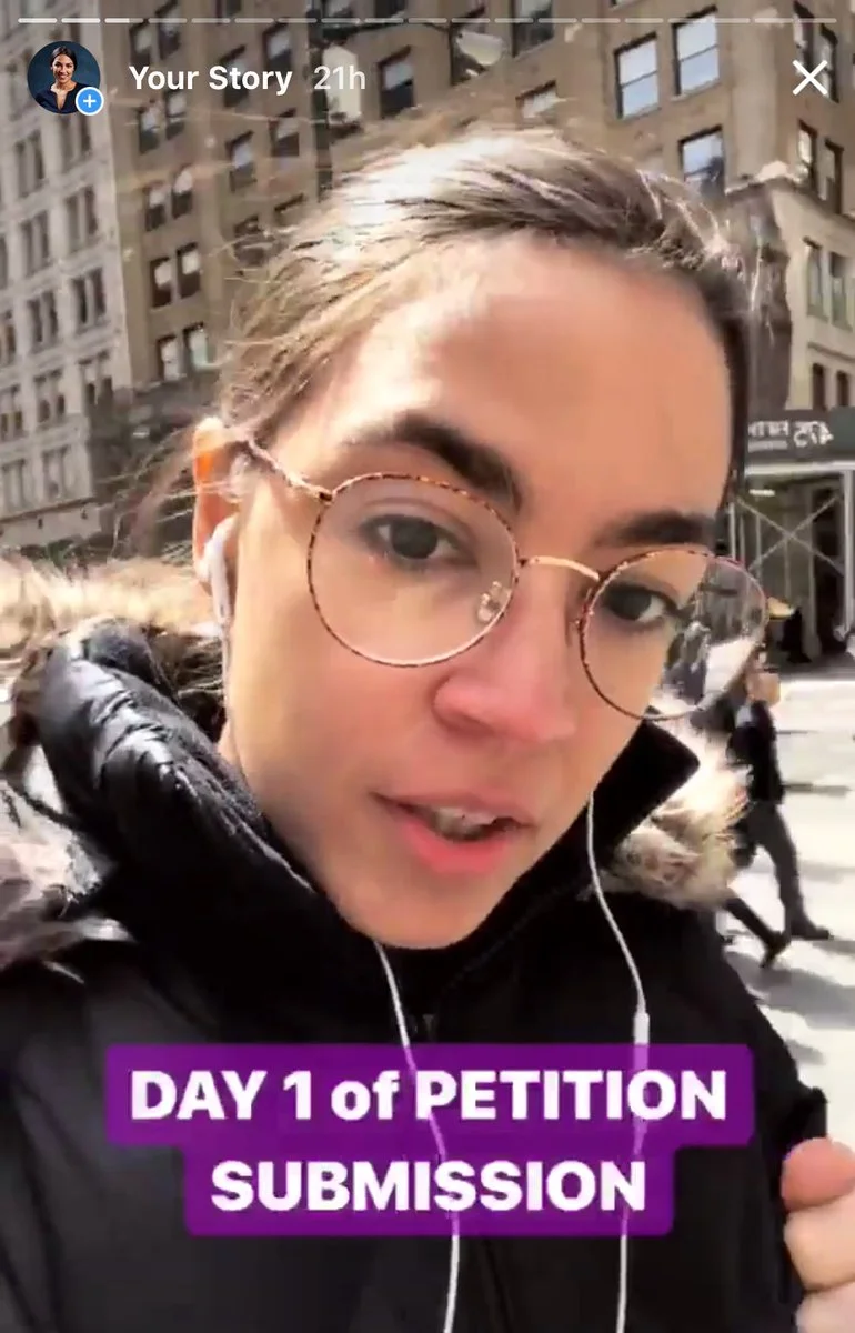 An Instagram story from Ocasio-Cortez during her campaign ( Image )