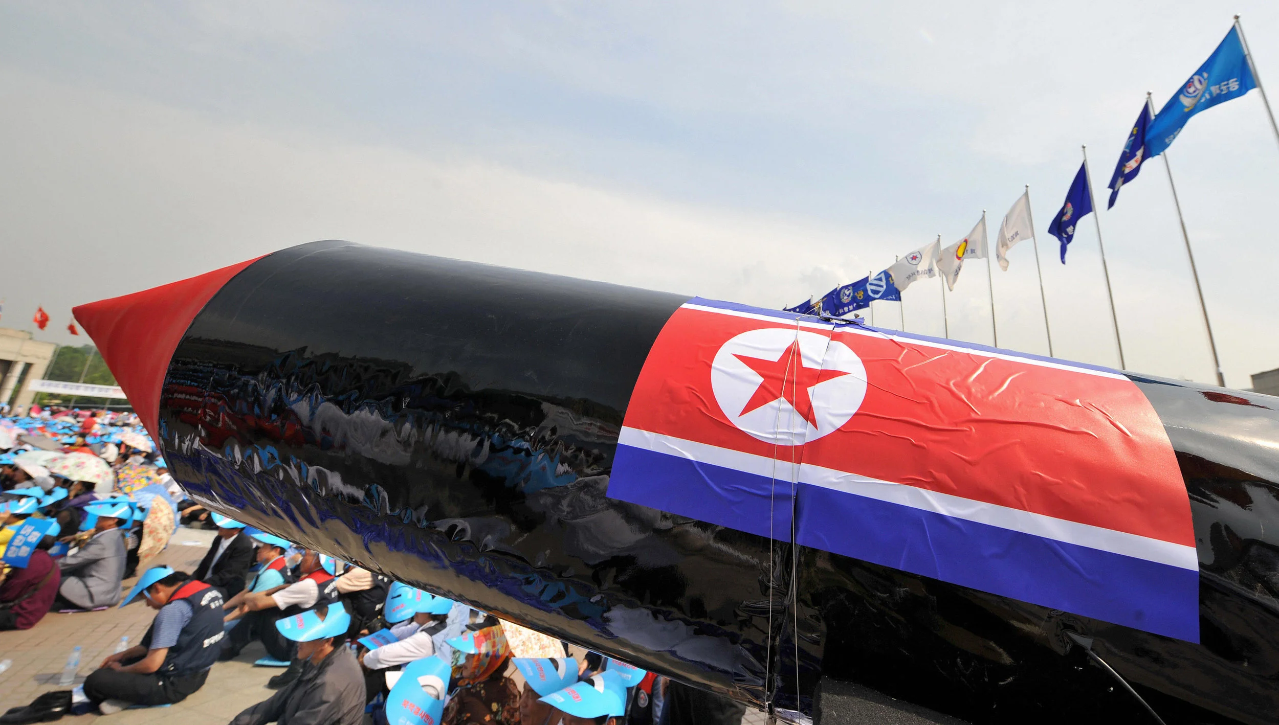 A mock North Korean missile on display at an anti-nuclear testing rally in South Korea in 2009 (Image)