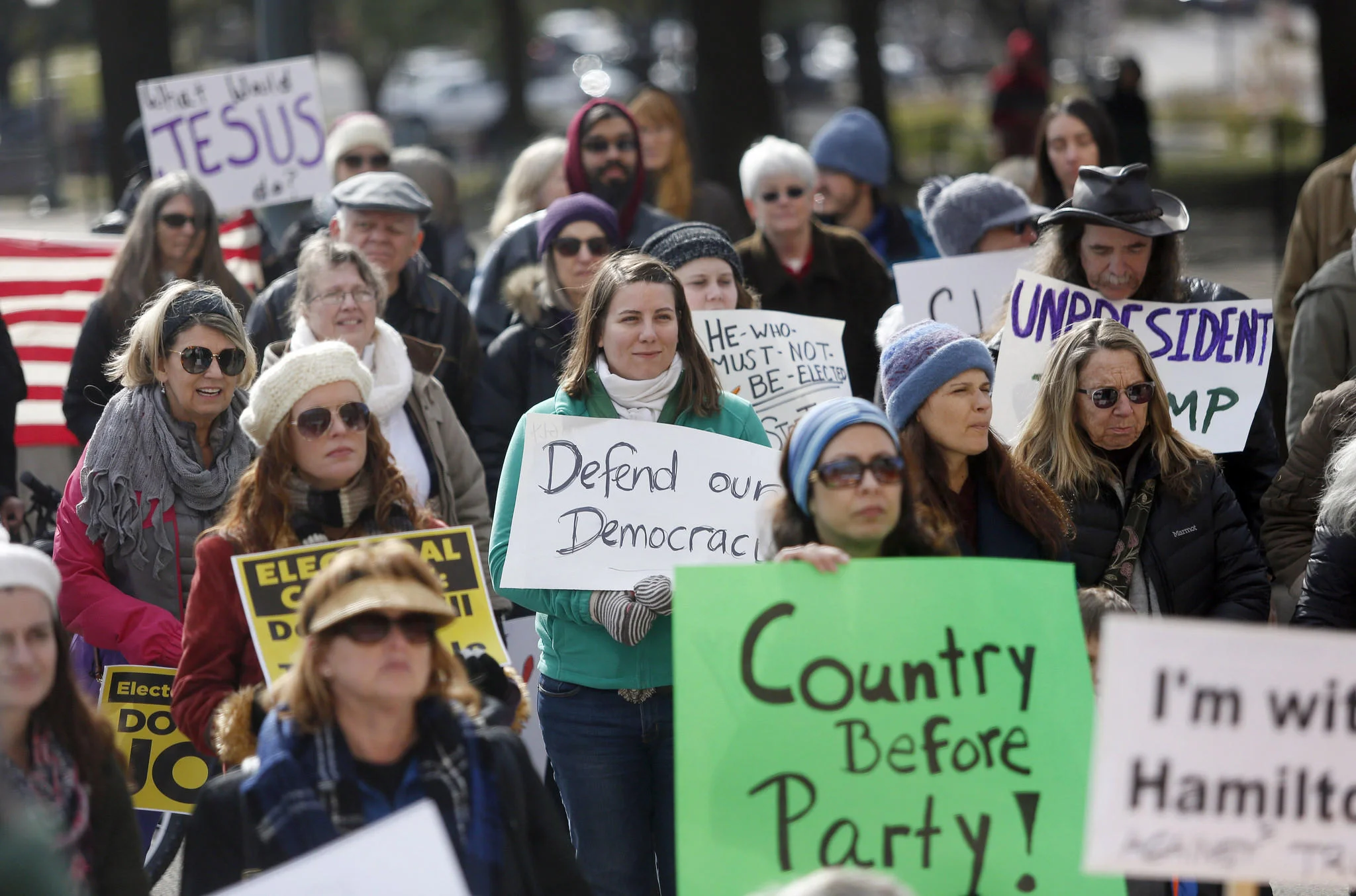 Protestors outside the Texas State Capitol before electors cast their electoral votes in the 2016 presidential election ( Image )