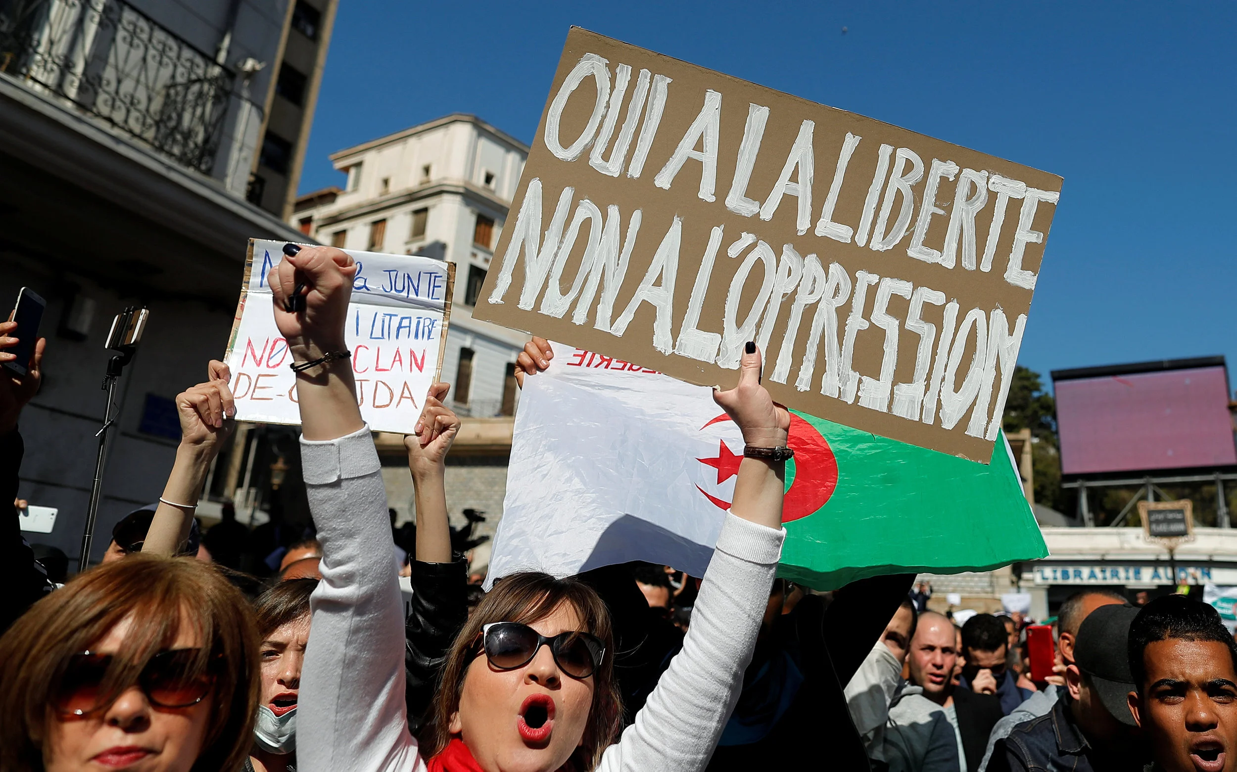 Demonstrators march in Algiers, Algeria’s capital, earlier this month to protest then-President Abdelaziz Bouteflika's attempt to seek a fifth term in office (Image)