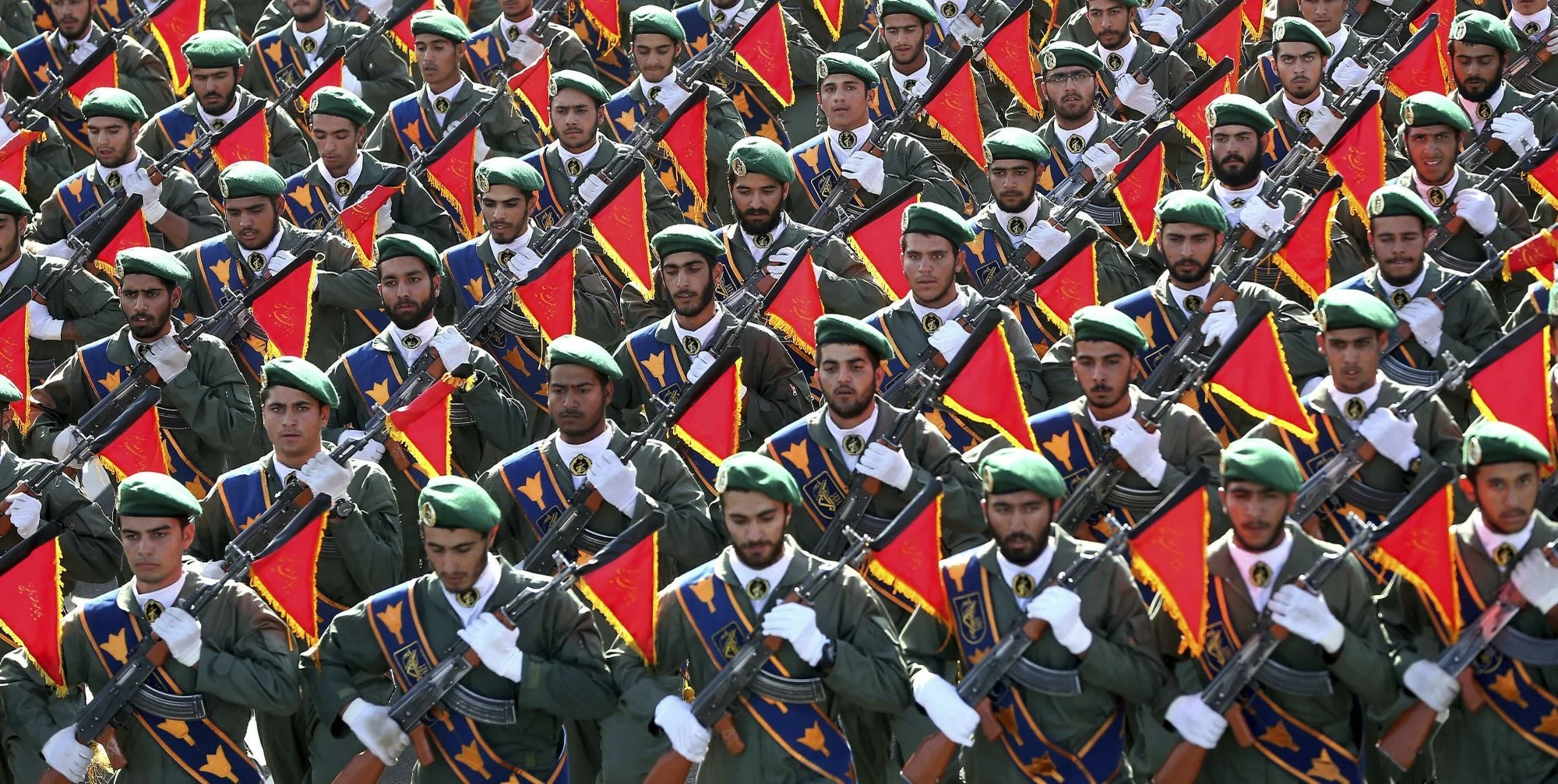 Members of the Iranian Revolutionary Guard march in a military parade in 2016 ( Image )