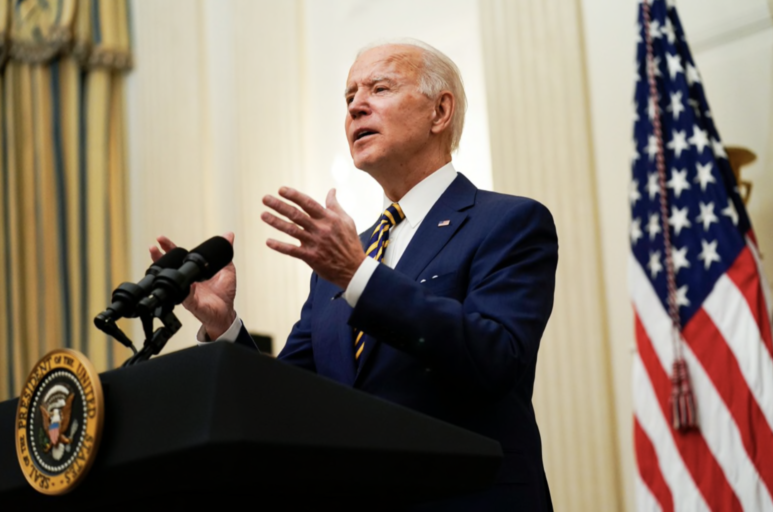 Biden gives an update on the American economy at the White House. Source: NBC News