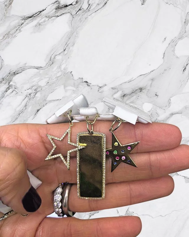 Charming! Which star do you prefer? The diamond or the rainbow? We are having a hard time choosing. .
.
.
#charm #charms #necklace #charmnecklace #custom #love #shop #gift #giftforher #pretty #special #love #picoftheday #tuesday #tuesdaymotivation #t