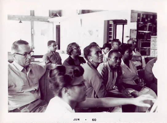 Ella Baker, center, at the Highlander Center.