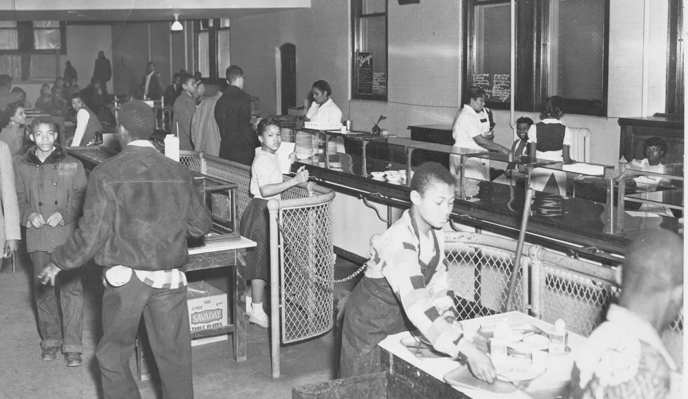 Inadequate cafeteria facilities, Shaw Junior High, Washington, D.C., 1950 © The Charles Sumner Museum & Archives, D.C. Public Schools