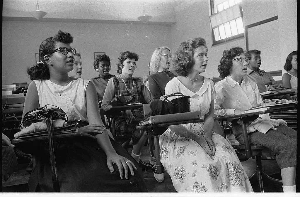Students at Anacostia High School September 10, 1957, three years after the Supreme Court’s ruling in the Bolling v. Sharpe case that outlawed school segregation in the District of Columbia. Photo by Warren K. Leffler. Courtesy of the Library of Congress.