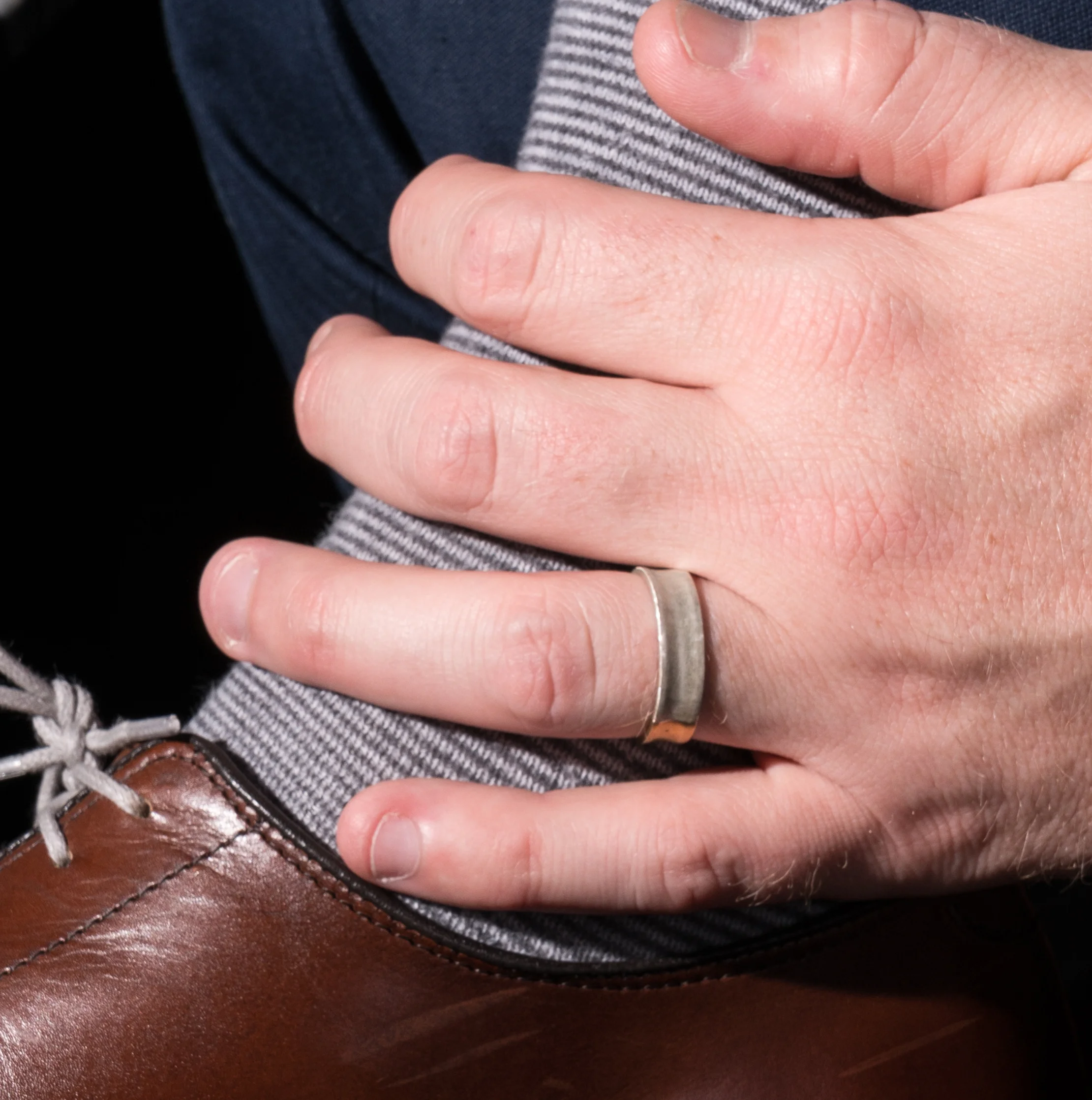 mens ring band yellow white gold handmade bespoke custom sophisticated