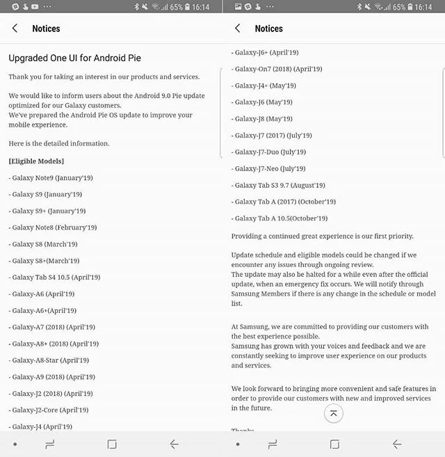Ok here we go guys. #Samsung roadmap, when you should be getting #Android 9 (aka Pie) on you Samsung device.
#Android9 #GalaxyNote9 #samsunggalaxynote9 #note9 #note #samsung #note8photography #samsungnote9 #android #mobile #smartphone #mobilephone @samsungus @samsungmobileusa #YouTubers #techvideos #vlogger #vlog #youtubechannel #follownow #followme #follow #followus