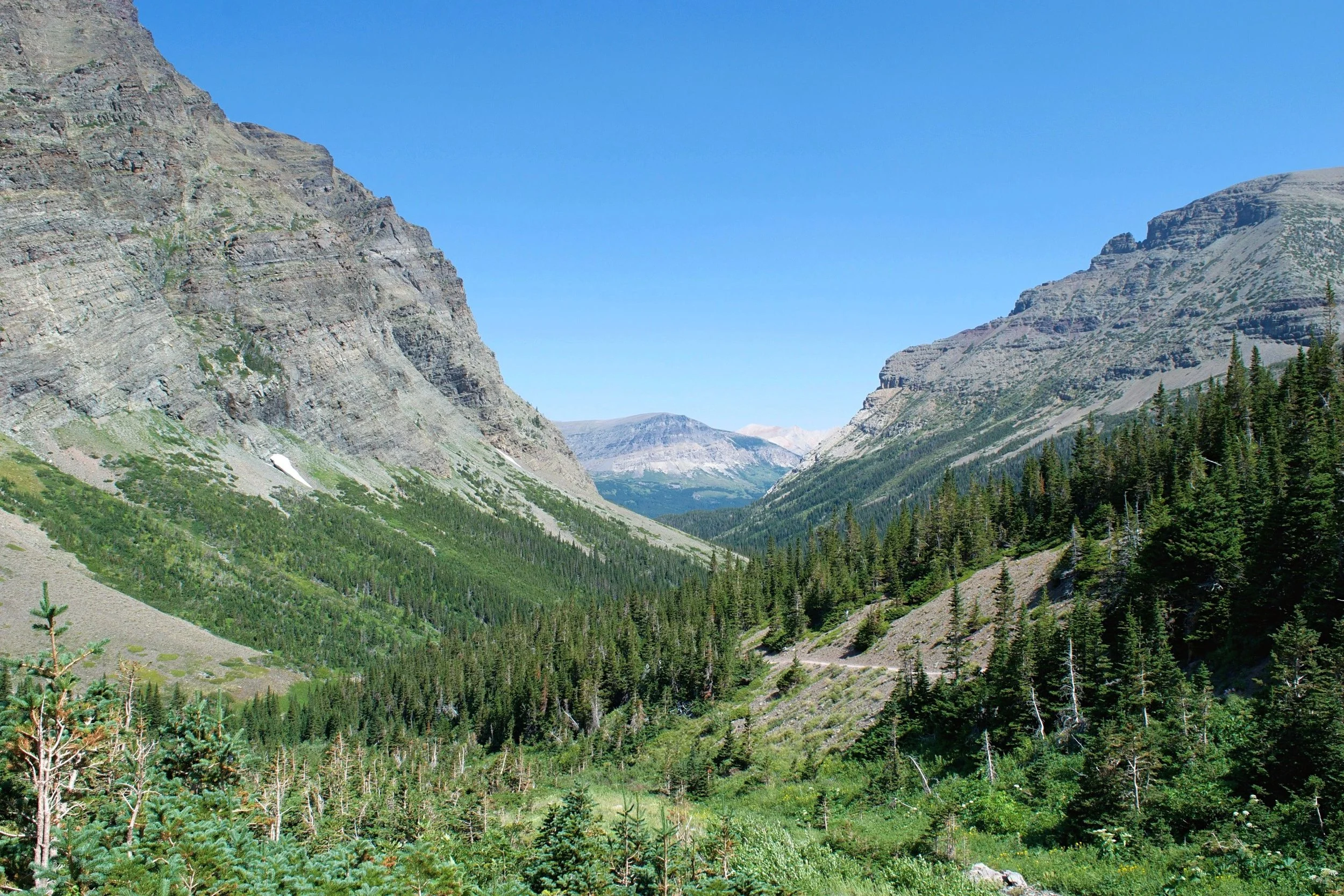 Looking back through the valley we hiked up... almost at the lake!