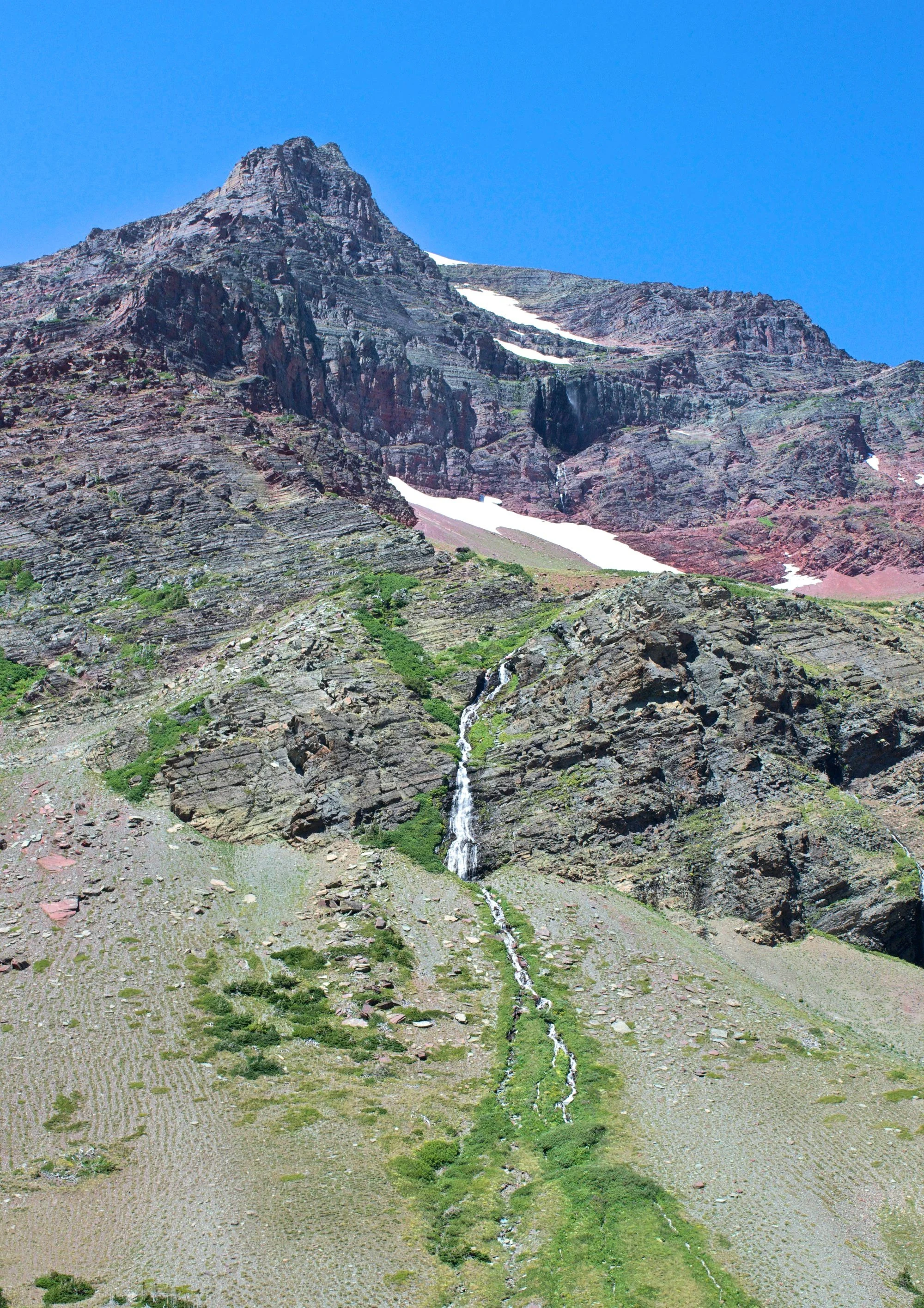 A waterfall beside the lake