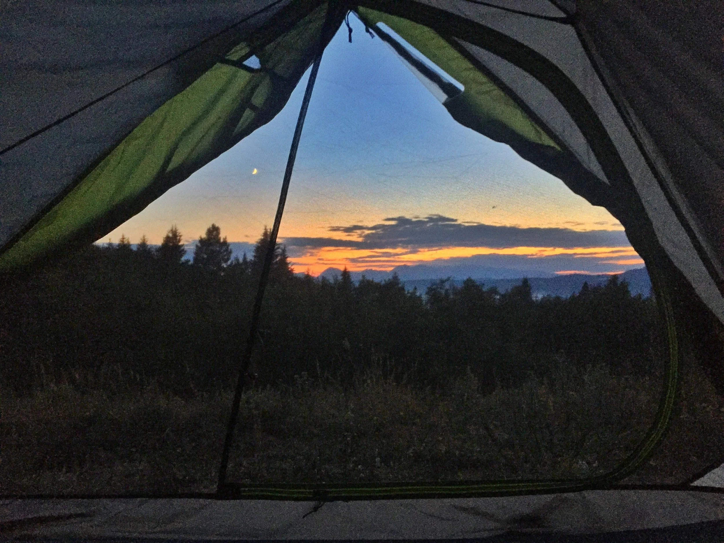 A cell phone snap from our tent view outside Grand Teton NP