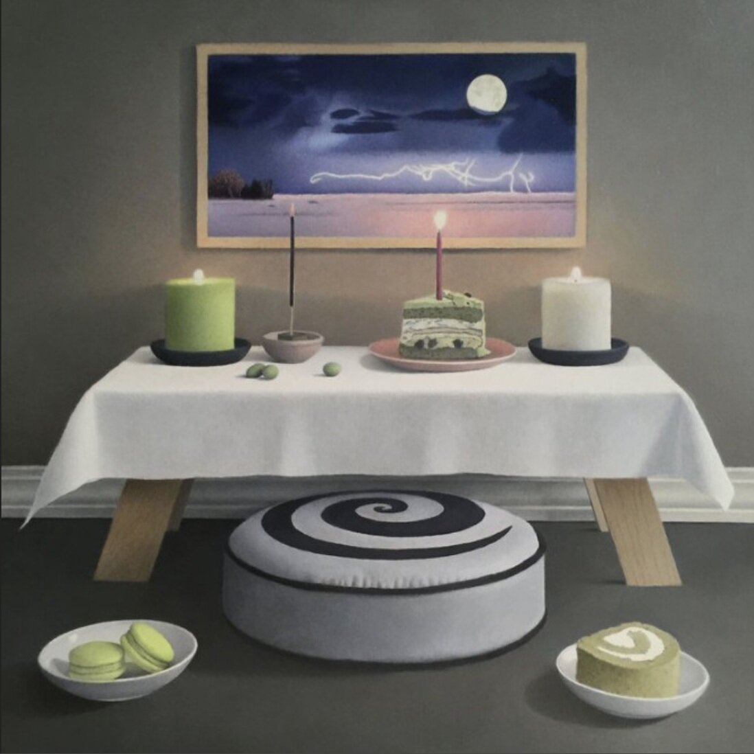 Meditation: Craving (Hunger Moon) / Lauren Schiller / 2017 / Oil on panel / 8" x 8"