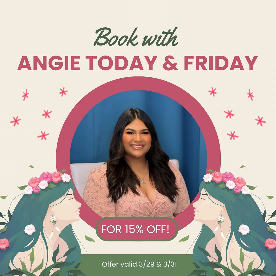 Have you met Angie yet? She is excited to meet you!! 👋🏼

Book a facial, wax, lash lift, brow lamination, vulvacial or ANY SERVICE today and Friday for 15% off!! 
🧖🏼&zwj;♀️💓🧖🏽&zwj;♂️