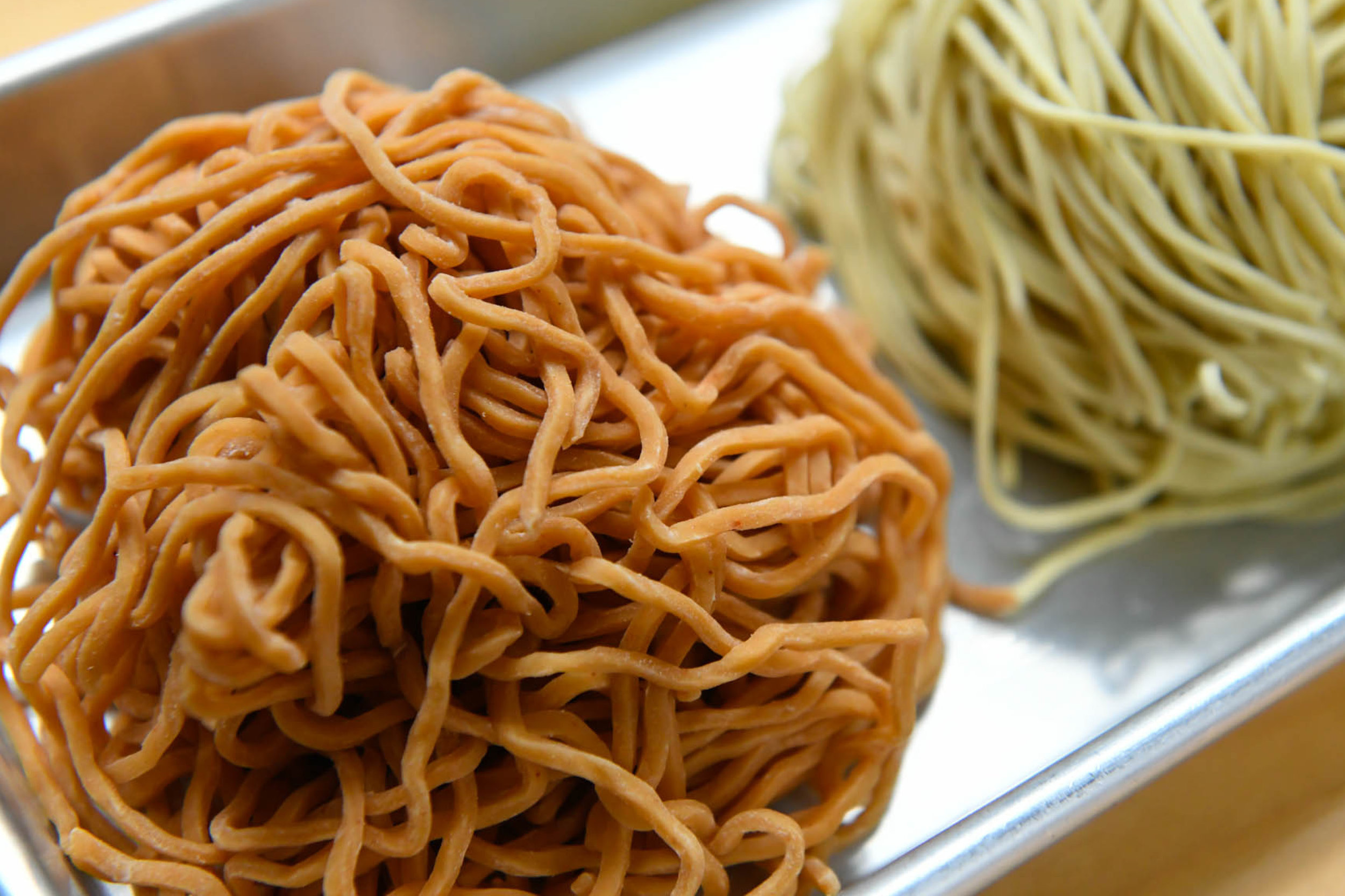   Noodle   We use special noodles for their unique texture and taste, mainly using the smooth thin flour noodles and thick wavy flour noodles. We’ve carefully selected the noodles based on their flavor profile, form, length, thickness, and texture fo