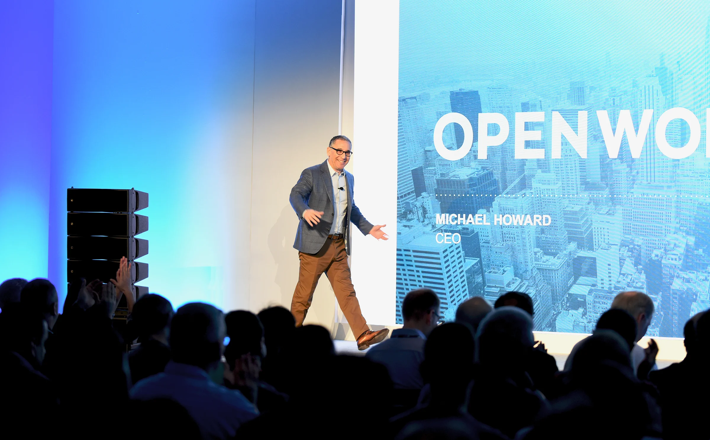 MariaDB’s CEO Michael Howard at M18 addressing a full house