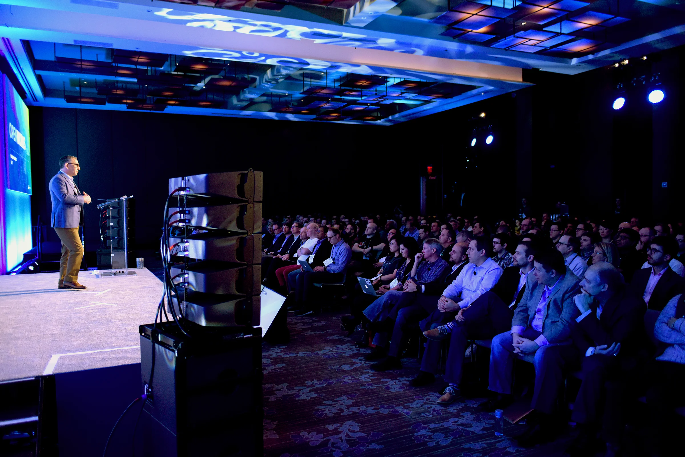 MariaDB’s CEO Michael Howard at M18 addressing a full house