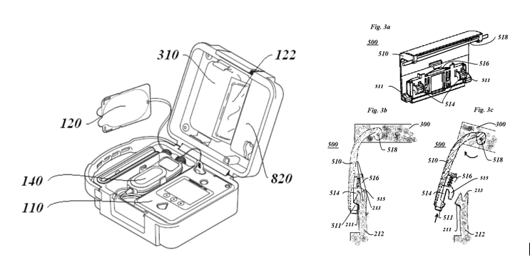 The team and I have been awarded three patents for aspects of this system carry case design. I'm most proud of the latch design, which was a very involved process to design a latch that's both easy to use with one hand, provide very minimal resistance to opening during an emergency, have very few failure modes (the FDA frowns on those) and provide drop protection (can't open) up to 2 meters (6+ft) onto a concrete surface!