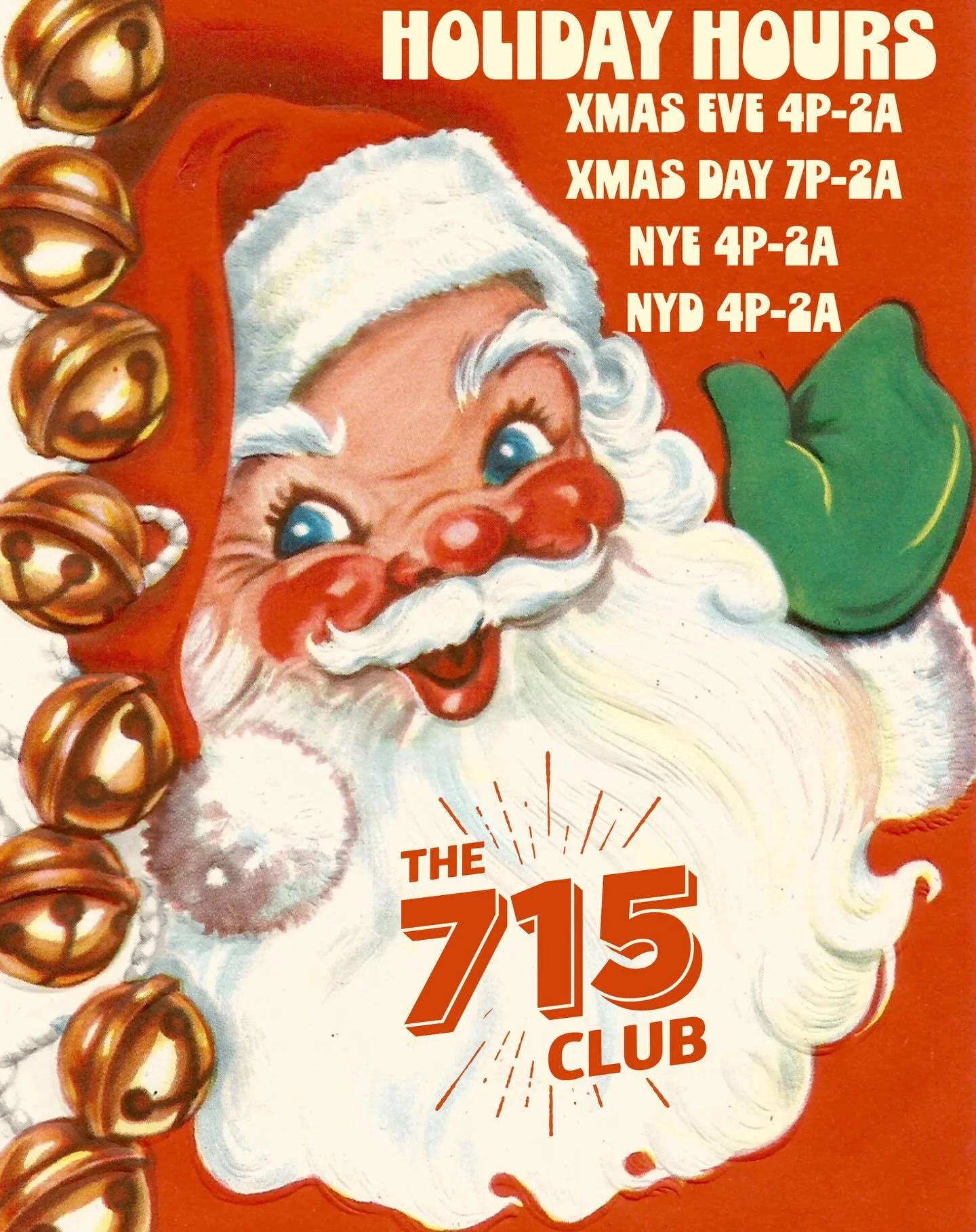 Nothing is better than being cozy at your favorite neighborhood bar during the holidays. Come join us all week at the club. We&rsquo;ll be open every day!