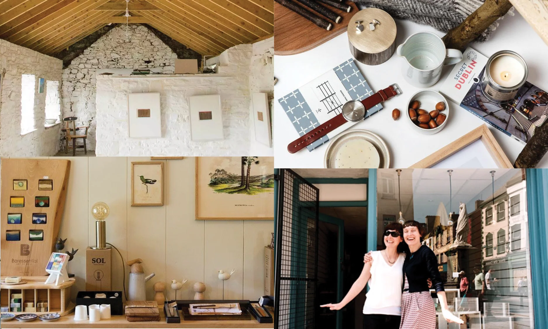 Clockwise from top left: I am of Ireland, Irish Design Shop, Cait & I, The Old Mill Stores.