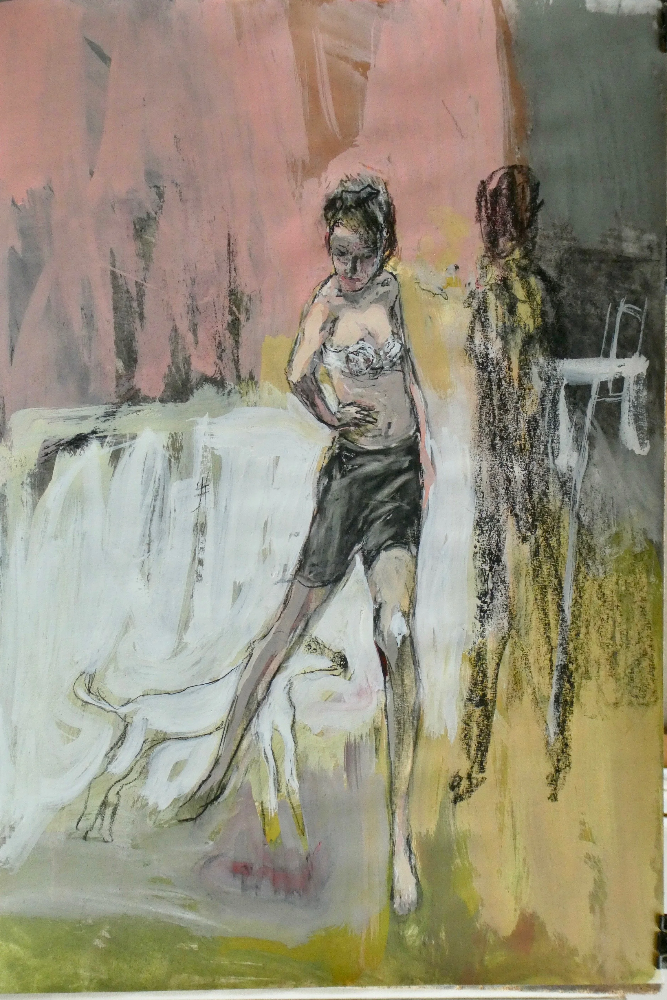Le chien blanc - 42x60 cm - prix sur demande