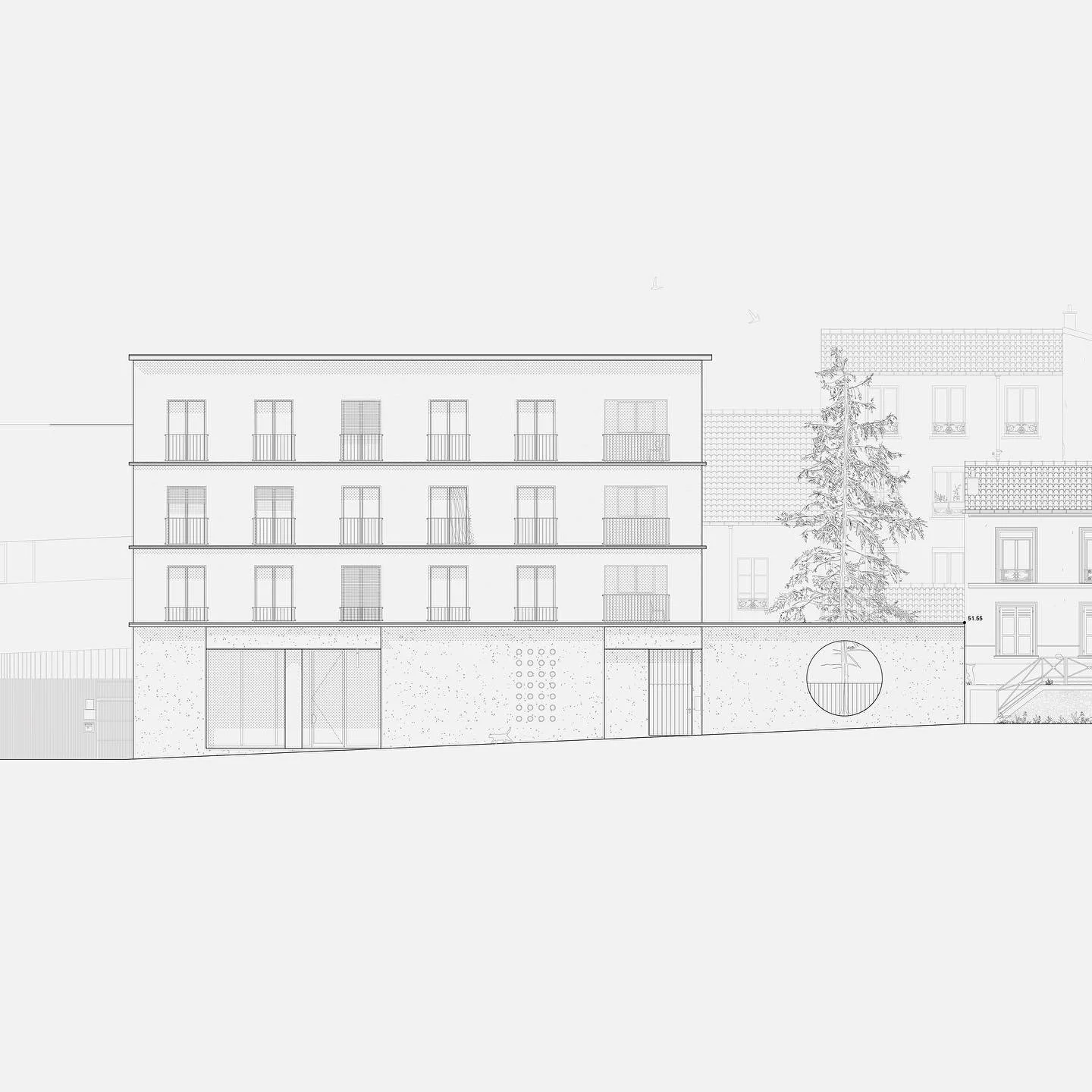 5 logements et 1 local associatif 

Concours @paris_habitat 

Impasse Tourneux, Paris 12e. 

.

Deux pentes et niveaux altim&eacute;triques diff&eacute;rents ; une cr&egrave;che ann&eacute;es 90 aux formes d&eacute;coup&eacute;es ; des vis-&agrave;-v