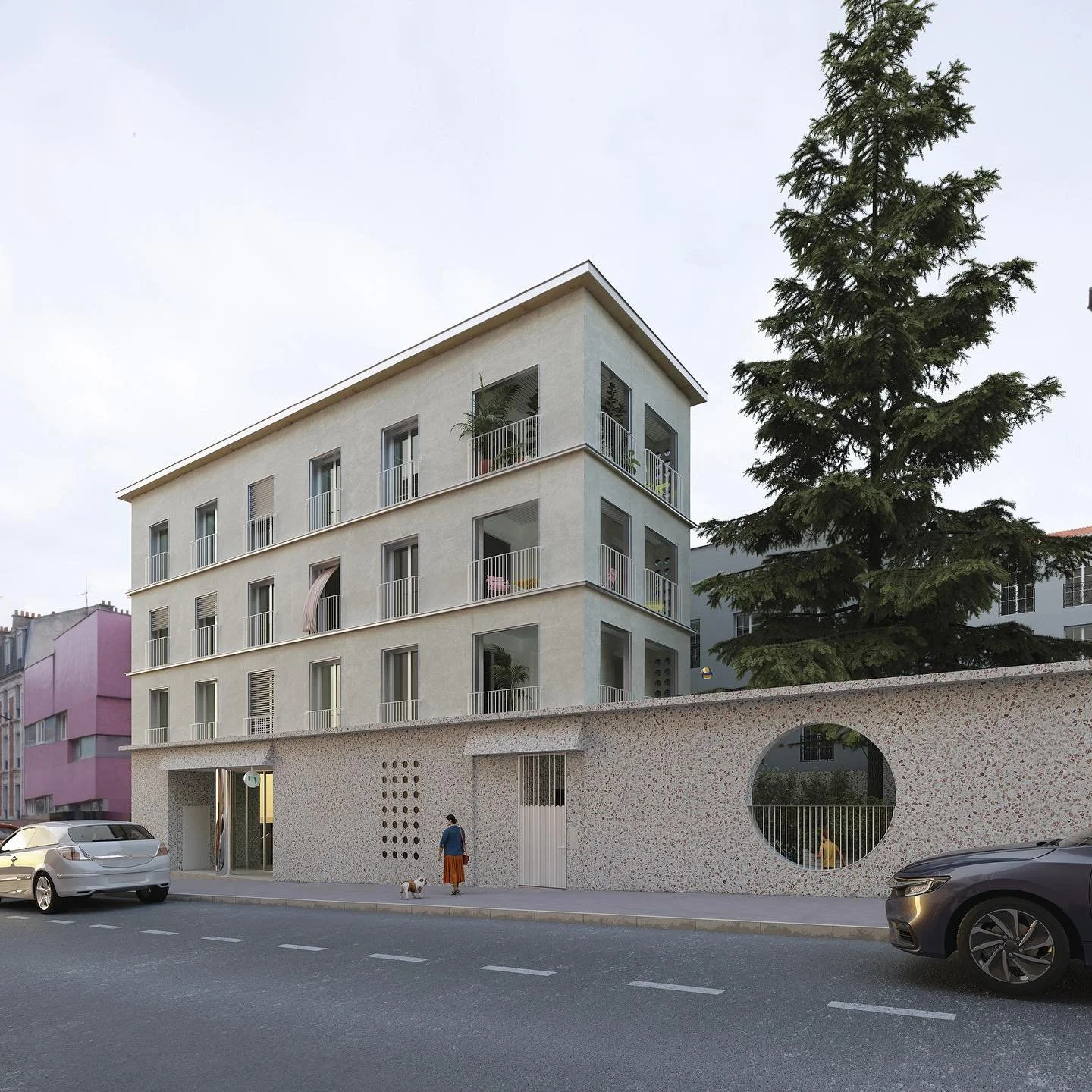 5 logements et 1 local associatif 

Concours @paris_habitat 

Impasse Tourneux, Paris 12e. 

.

Deux pentes et niveaux altim&eacute;triques diff&eacute;rents ; une cr&egrave;che ann&eacute;es 90 aux formes d&eacute;coup&eacute;es ; des vis-&agrave;-v