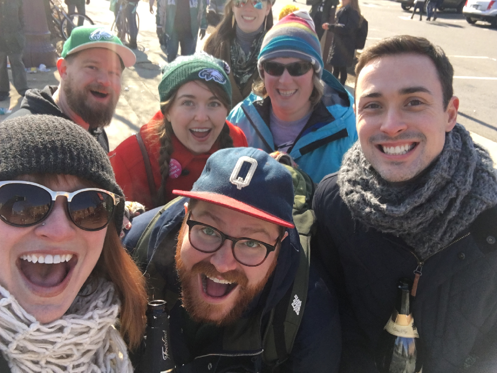 The author, Molly Devlin and friends celebrating the Philadelphia Eagles' Super Bowl win. 