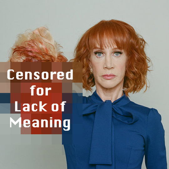 Comedian Kathy Griffin can't explain the meaning behind the original, uncensored version of this photo. We've edited it, because it makes no sense.