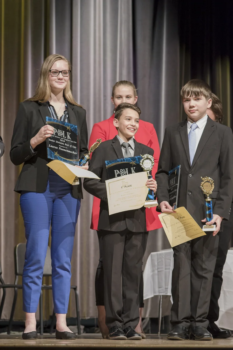 Best-in-Fair Senior and Junior Division Awardees at the Polk Regional Science and Engineering Fair