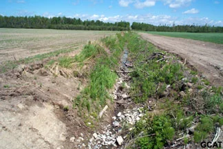 Érosion dans des fossés agricoles