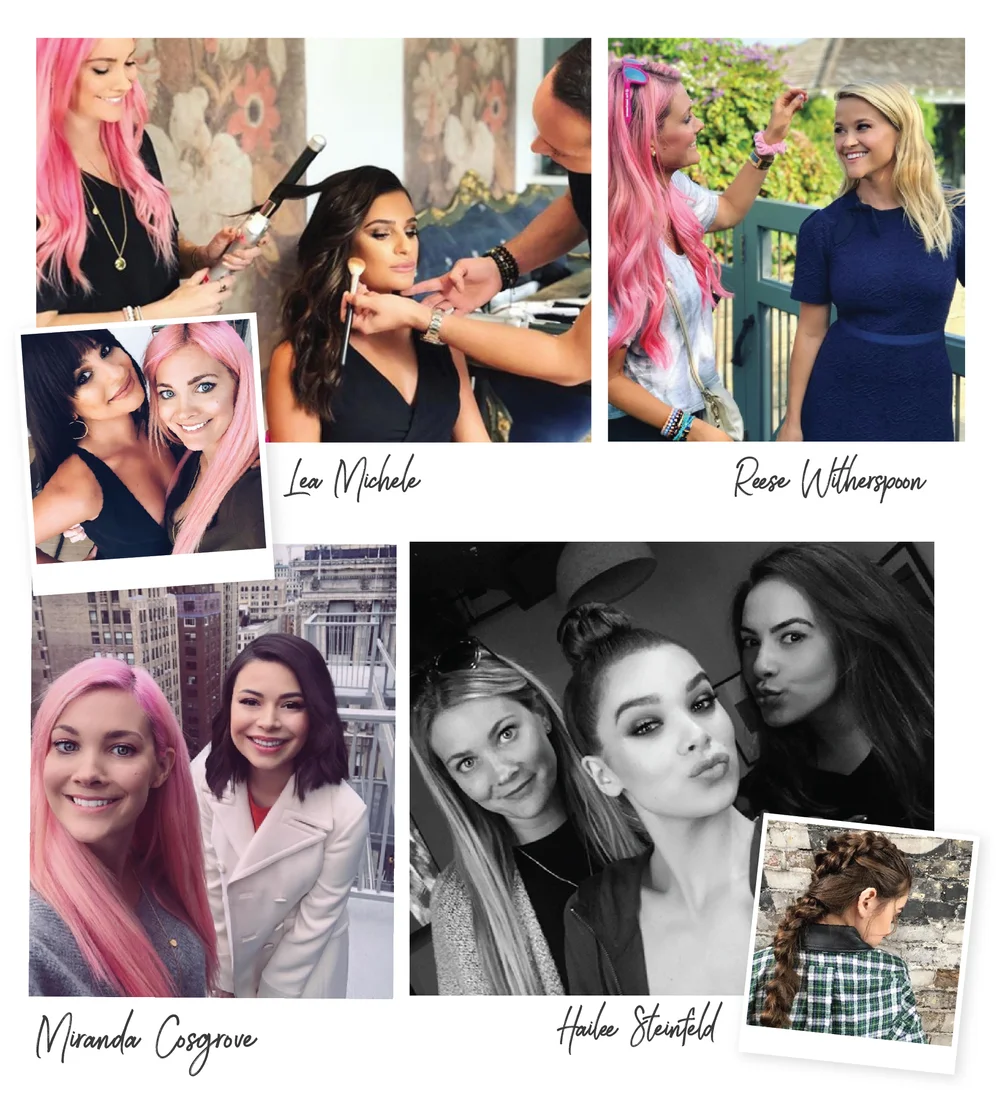 Sarah Potempa backstage with Lea Michele, Reese Witherspoon, Miranda Cosgrove and Hailee Steinfeld