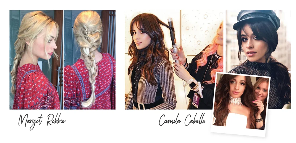 Sarah Potempa curling Camila Cabello's hair