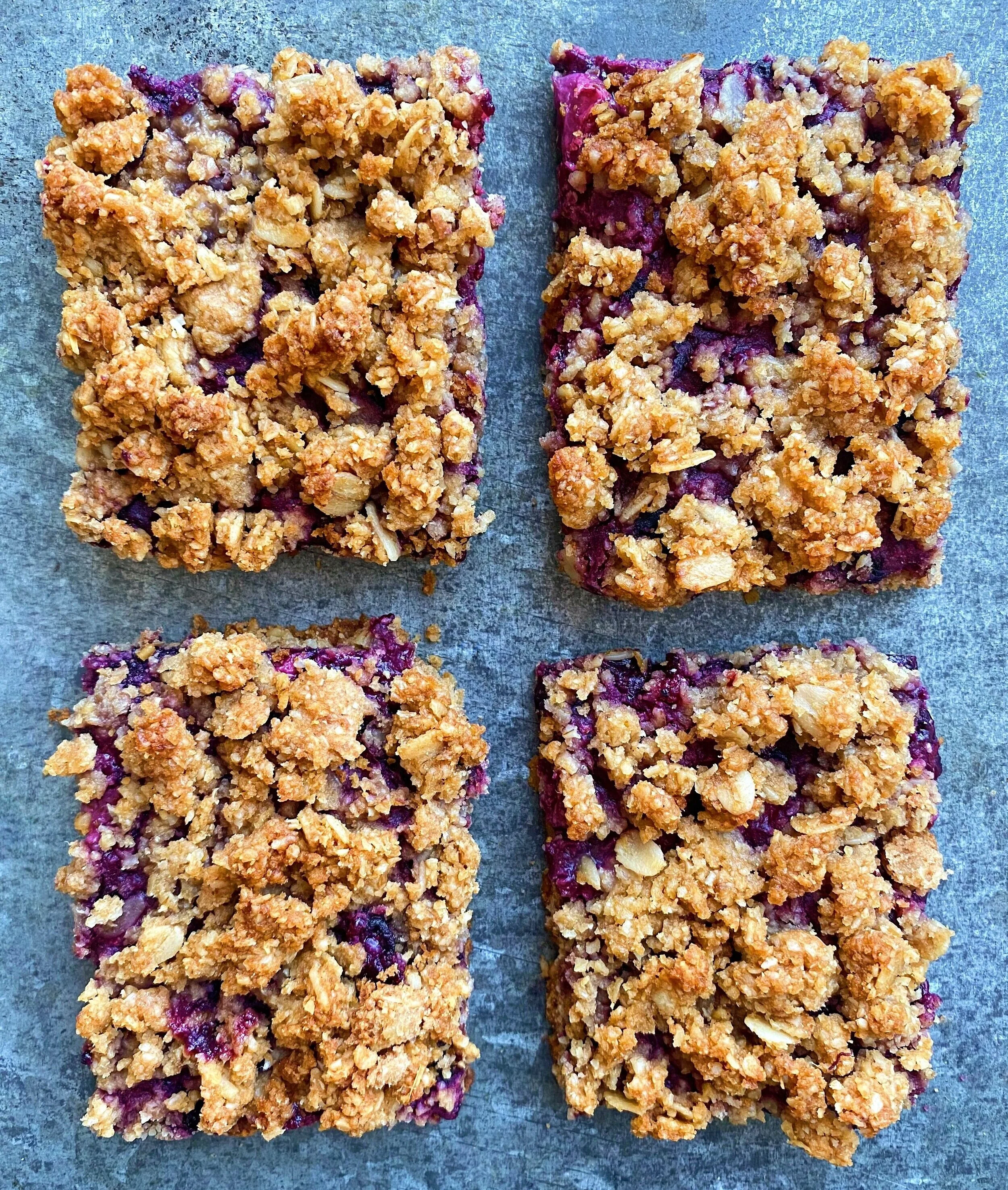 Berry Crumble Bars made with Date Sugar