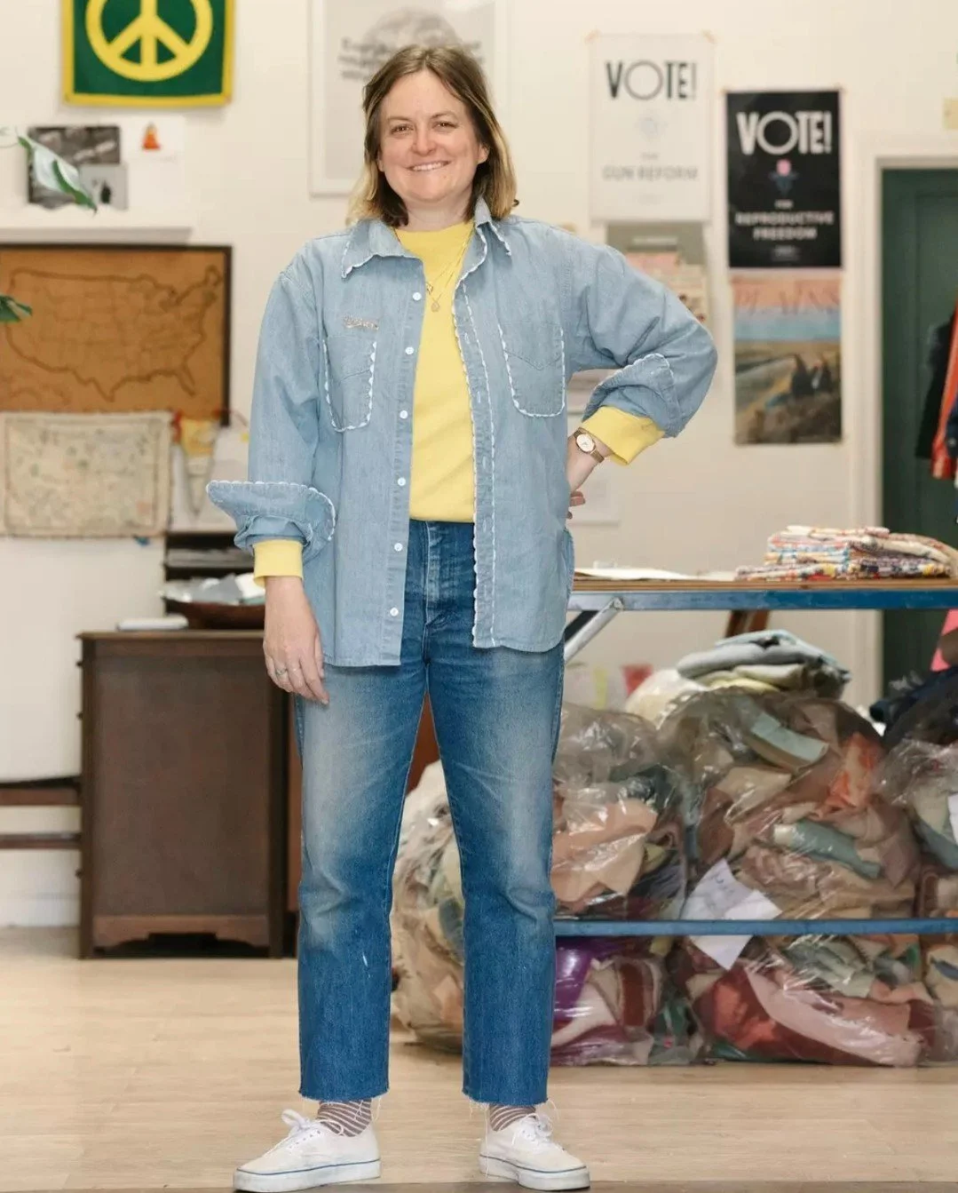Kelsy Parkhouse, founder and designer of @carleen_us, started the brand in 2012 and it's been amazing to watch her adapt and grow throughout the years. Everything is made small batch in LA largely from deadstock and repurposed fabrics. ⁠
⁠
We can't w