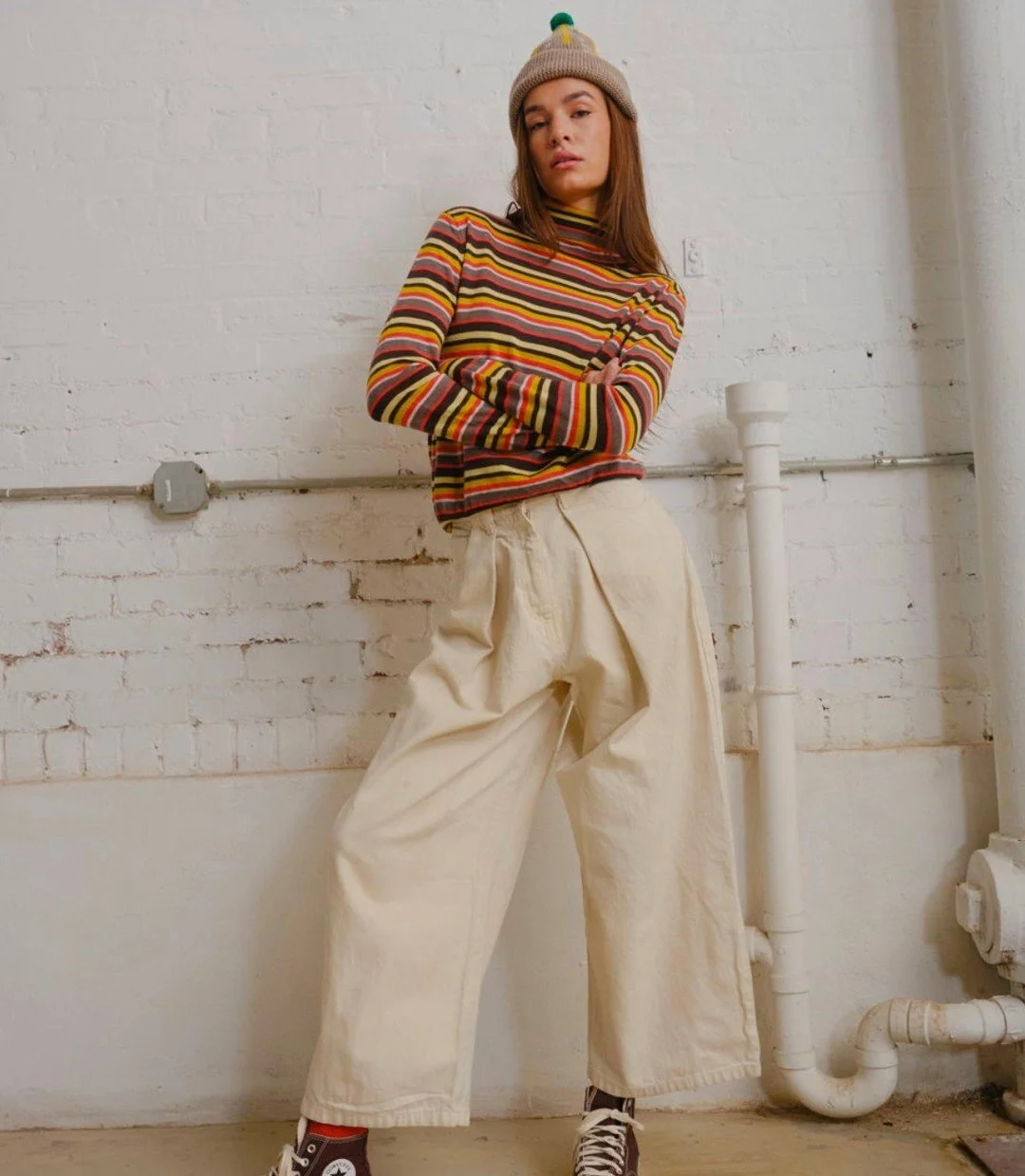 the Retro Striped Turtleneck @degen.us