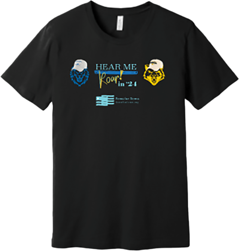 Hear Me Roar in '24 black tee (Homage to the Lions and Wolverines)