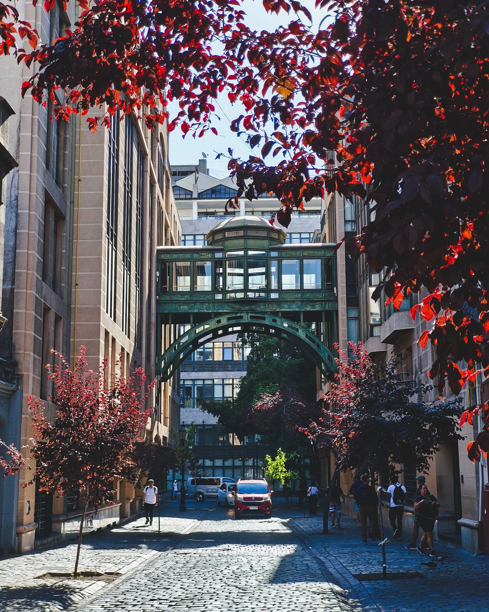 The arch bridge on Calle París.