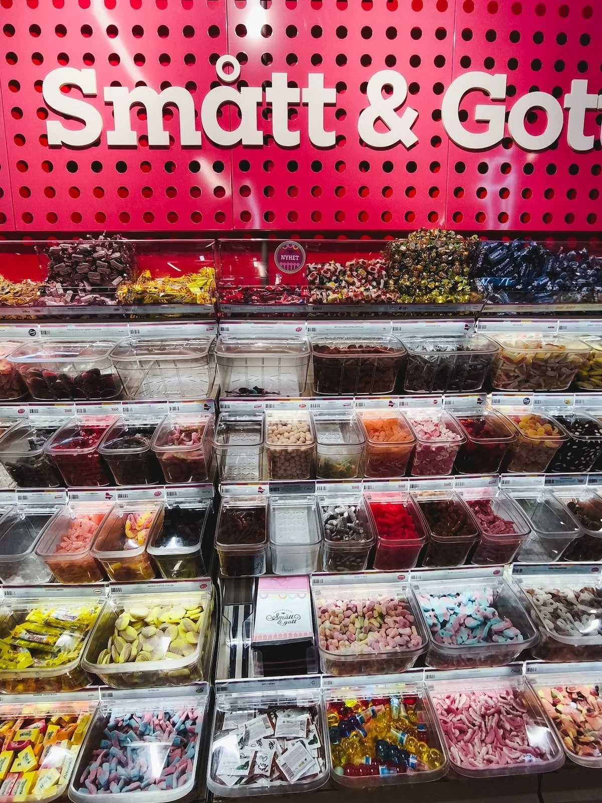 Swedish pick-and-mix candy sold by weight in Stockholm