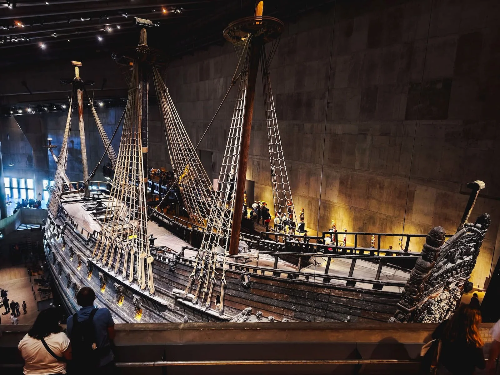 Preserved 17th-century Vasa warship inside Stockholm's Vasa Museum