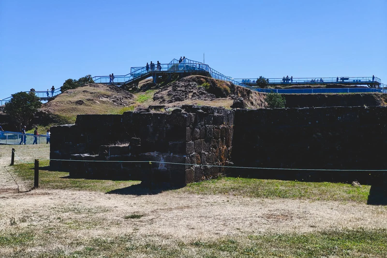Stone walls at Castillo de Niebla, a Spanish colonial fort overlooking the bay.
