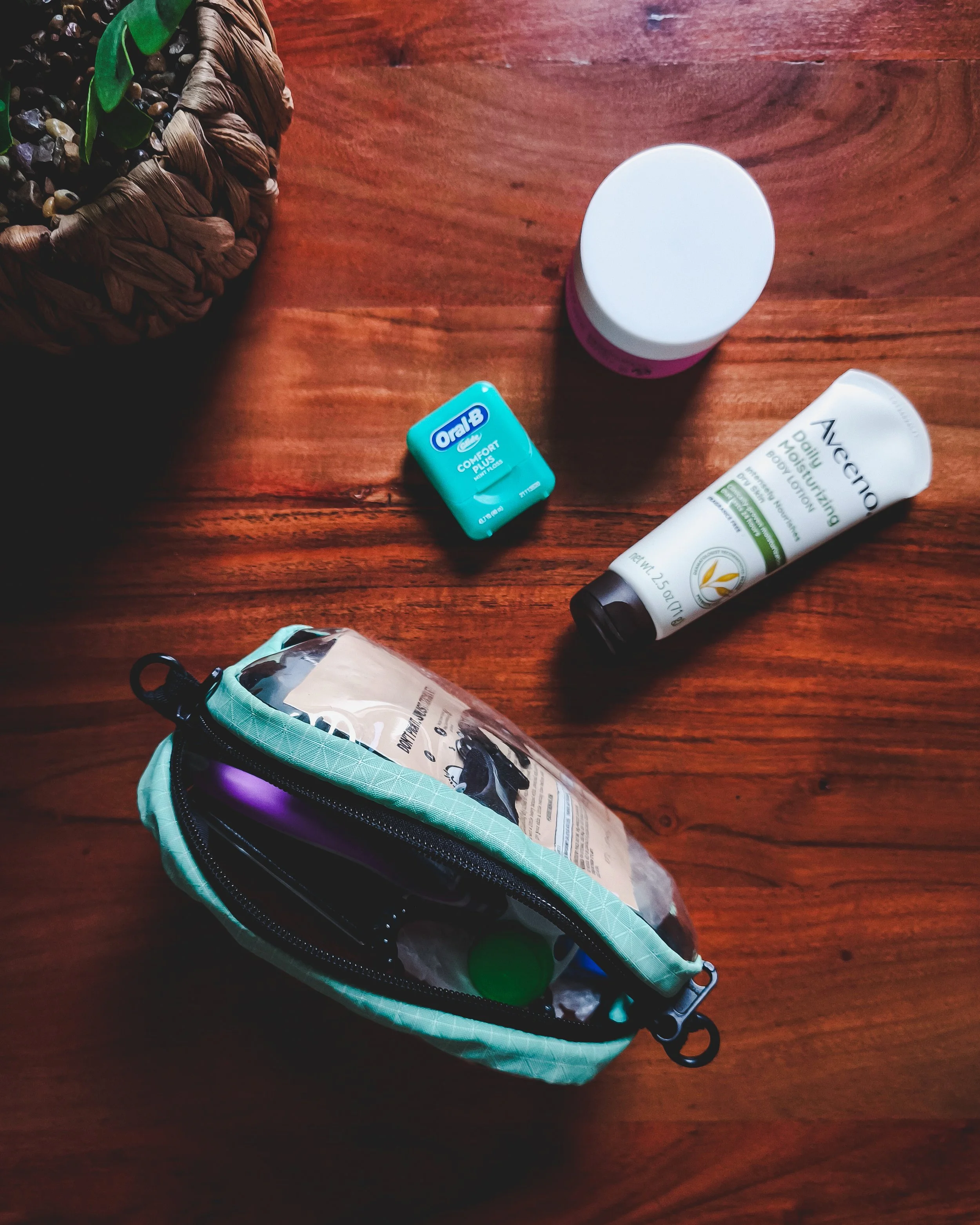  Toiletry bag mid-pack. 