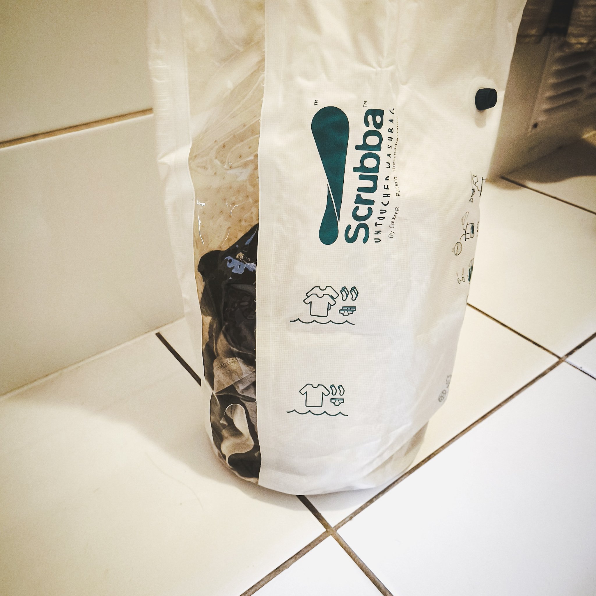 Step 1: Add clothes + detergent