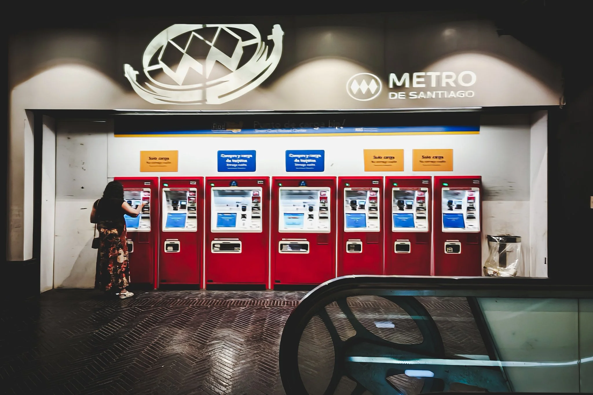 Bip card stations in Tobalaba station, Santiago metro.