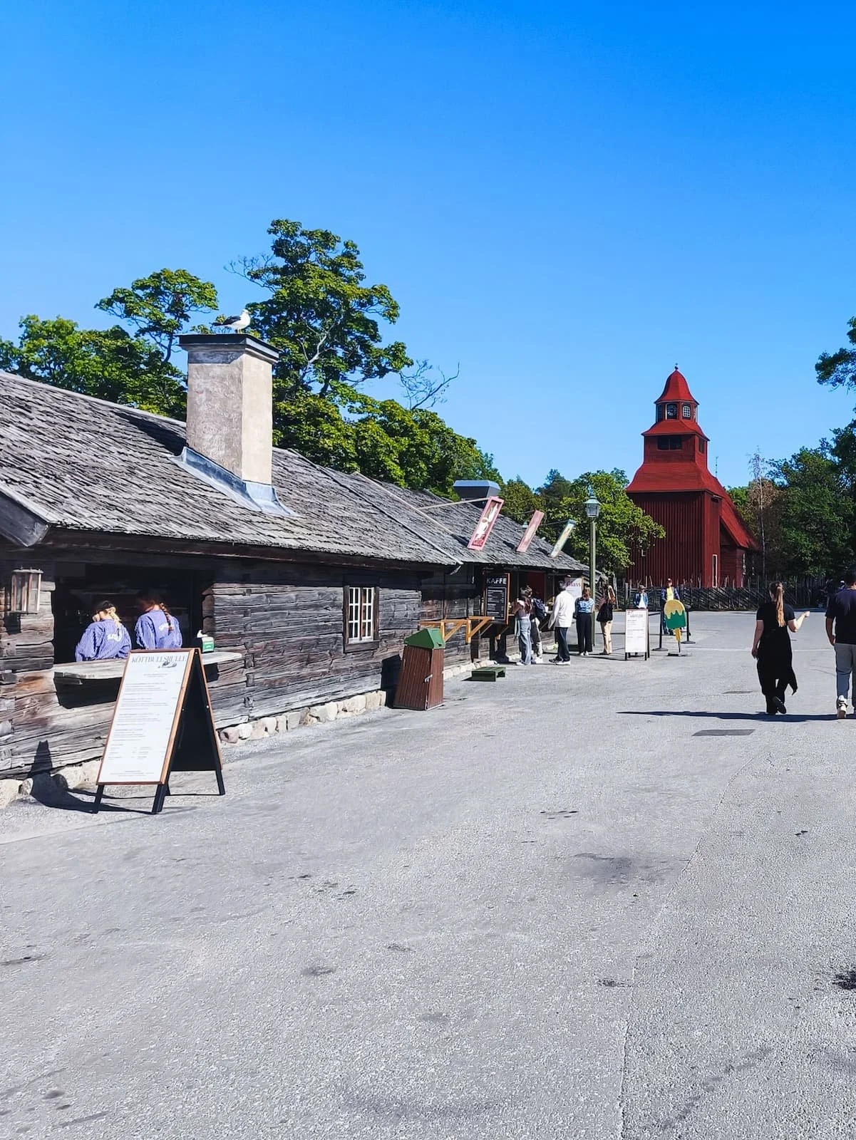 Food stands and Seglora Church