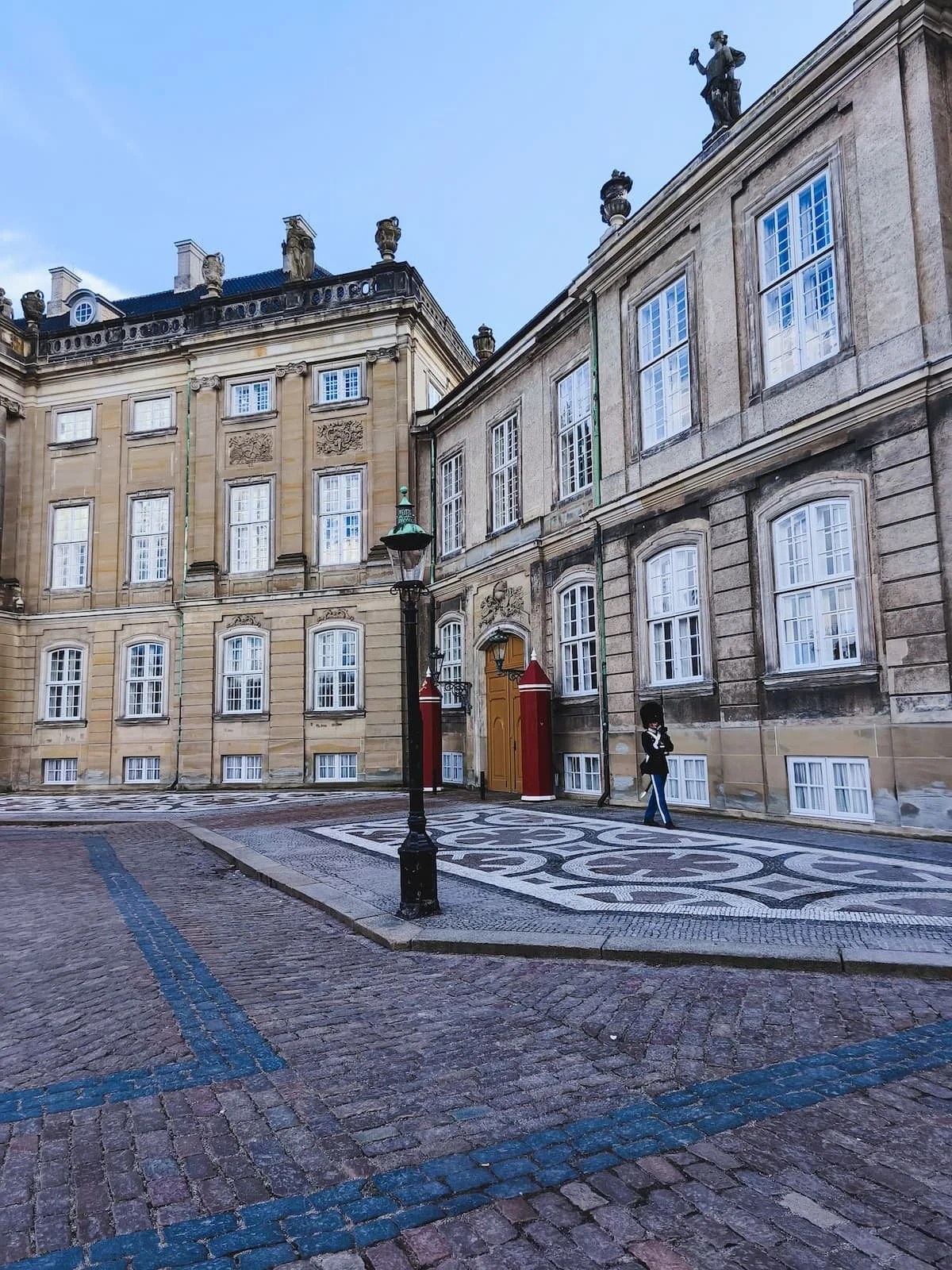 Amalienborg Palace courtyard with guard