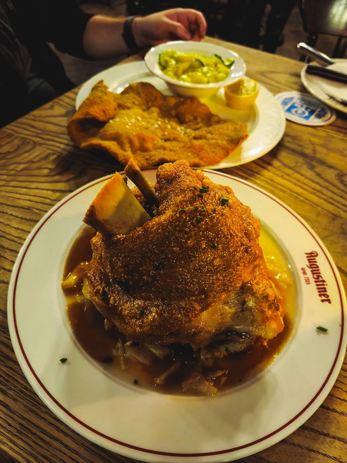 Pork knuckle and pork schnitzel