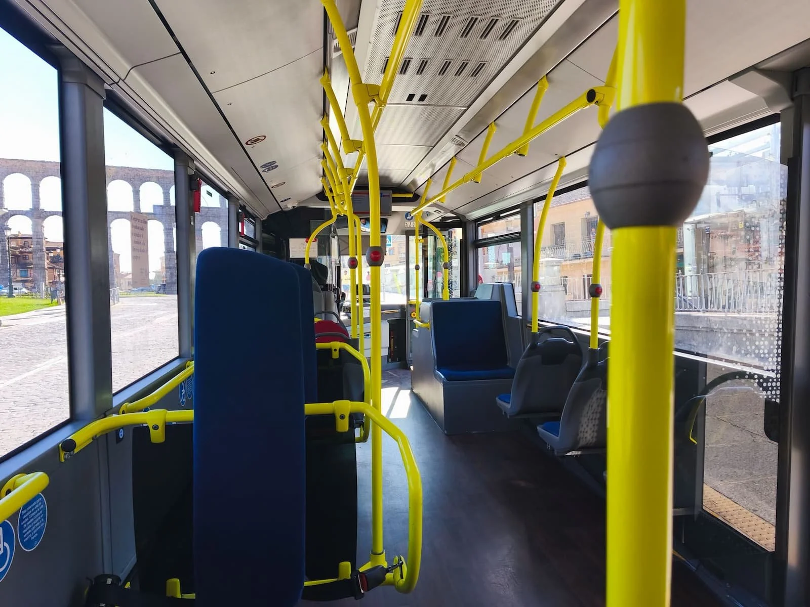 Interior of the local bus from Segovia Guiomar station to Segovia Old Town