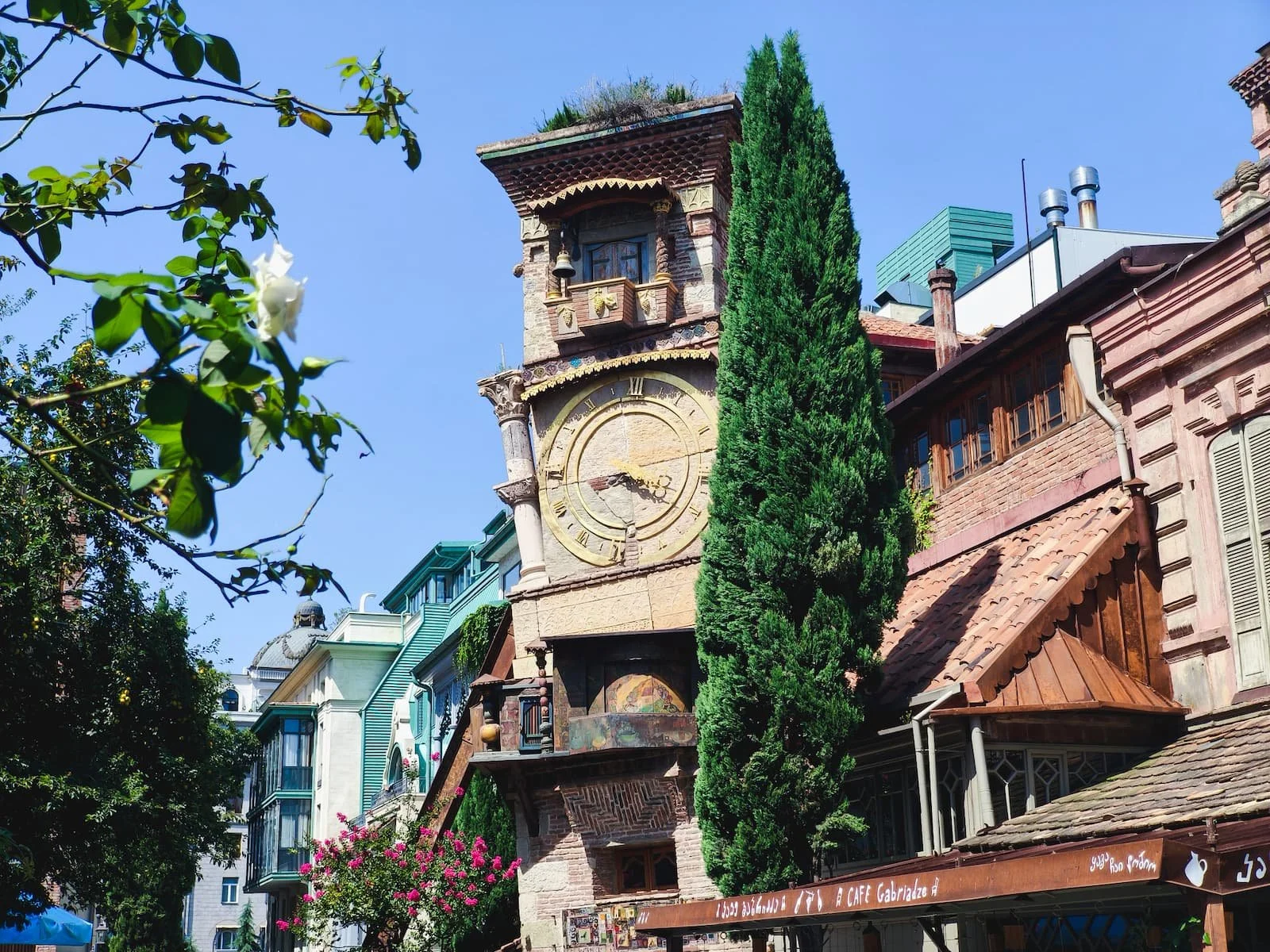 Gabriadze Clock Tower beside the puppet theatre in Tbilisi